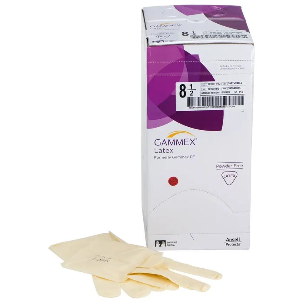 Ansell Gammex® Latex - Packung 50 Paar puderfrei, natur, Größe 8,5