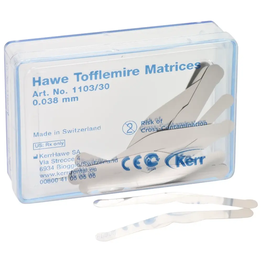 Kerr Matrizen nach Tofflemire - Packung 30 Stück Stärke 0,038 mm, Nr. 1103/30