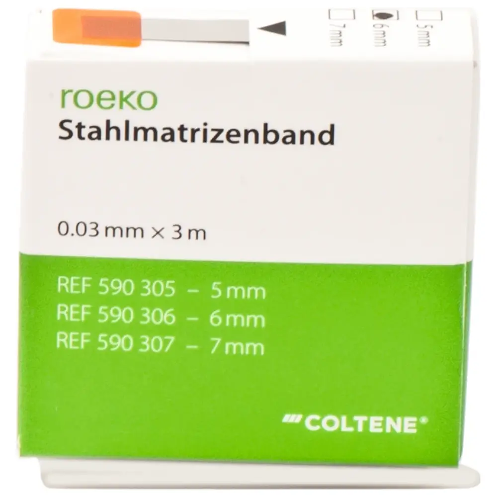 COLTENE roeko Stahlmatrizenband - Spender 3 m Band Breite 6 mm, Stärke 0,03 mm