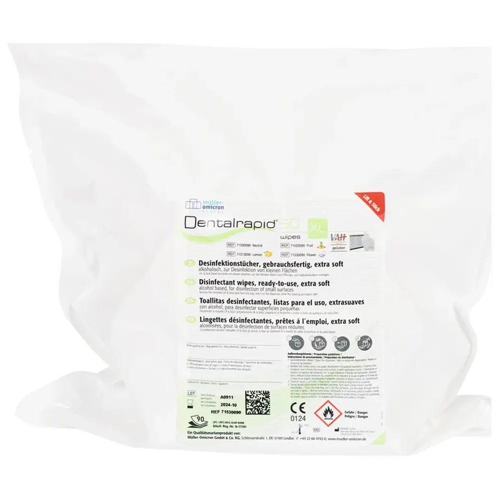 Müller-Omicron Dentalrapid® SD wipes - Karton 2 x 90 Stück XL Lemon