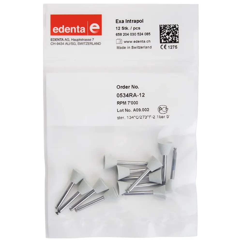 Edenta Exa Intrapol - Packung 12 Stück weiß, RA, Figur 030 Kelch, 7 mm, ISO 085