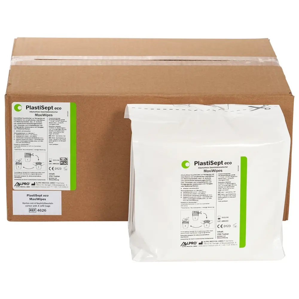 ALPRO MEDICAL PlastiSept eco MaxiWipes - Karton 4 x 250 Stück