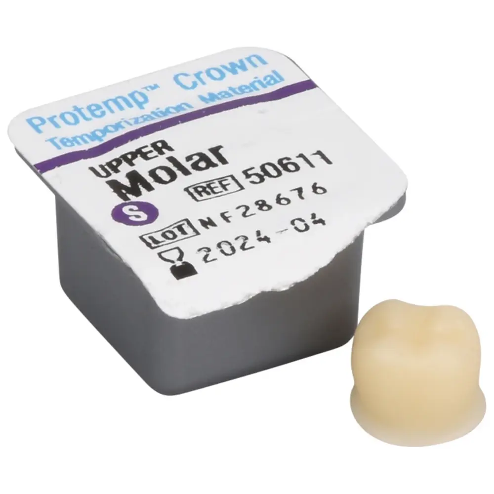 Solventum Dental Solutions Protemp™ Crown - Packung 5 Stück oberer Molar S, 1 Stückmesslehre