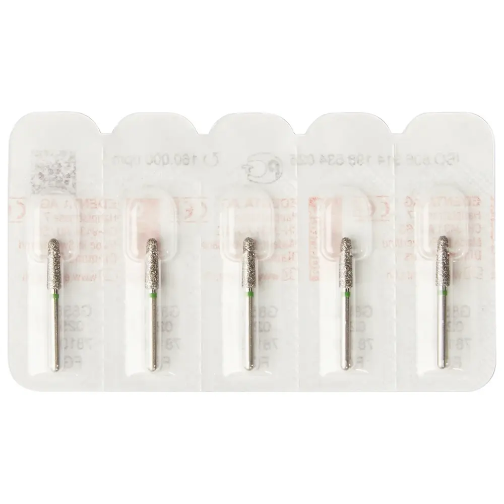 Edenta Diamanten 856 - Packung 5 Stück grün grob, FG, Figur 198 Konus rund, 8 mm, ISO 025