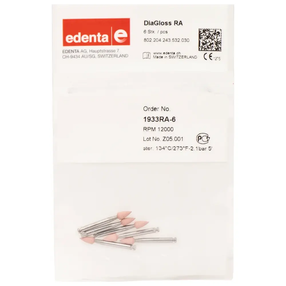 Edenta DiaGloss - Packung 6 Stück rosa, RA, Figur 243, 6 mm, ISO 030