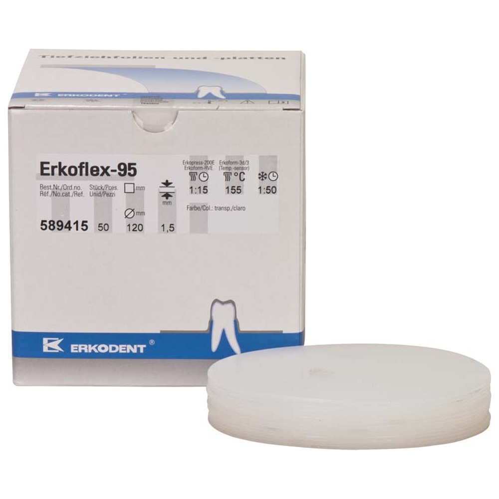 ERKODENT Erkoflex 95 - Packung 50 Stück transparent, Ø 120 mm, Stärke 1,5 mm