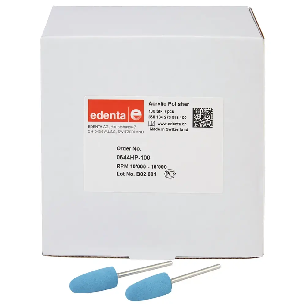 Edenta Acrylic Polisher - Packung 100 Stück, hellblau, HP, Figur 273, 24 mm, ISO 100