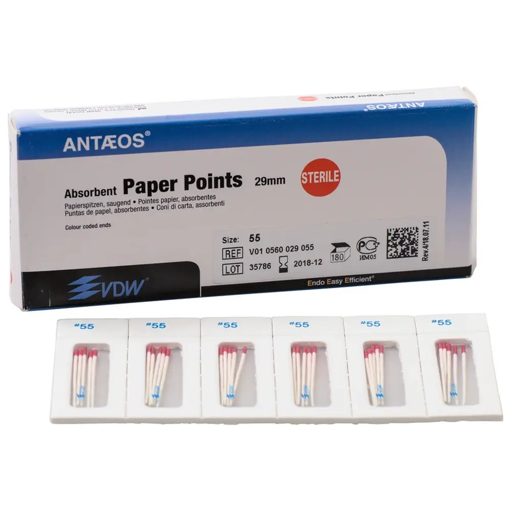 VDW Papierspitzen steril - Packung 180 Stück Taper.02, ISO 055