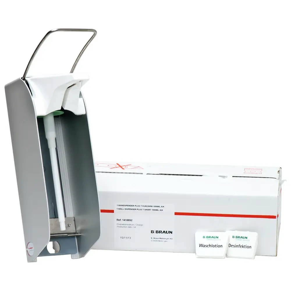 B. Braun Wandspender plus - Stück Spender T für 1 Liter Flasche, Armhebel kurz