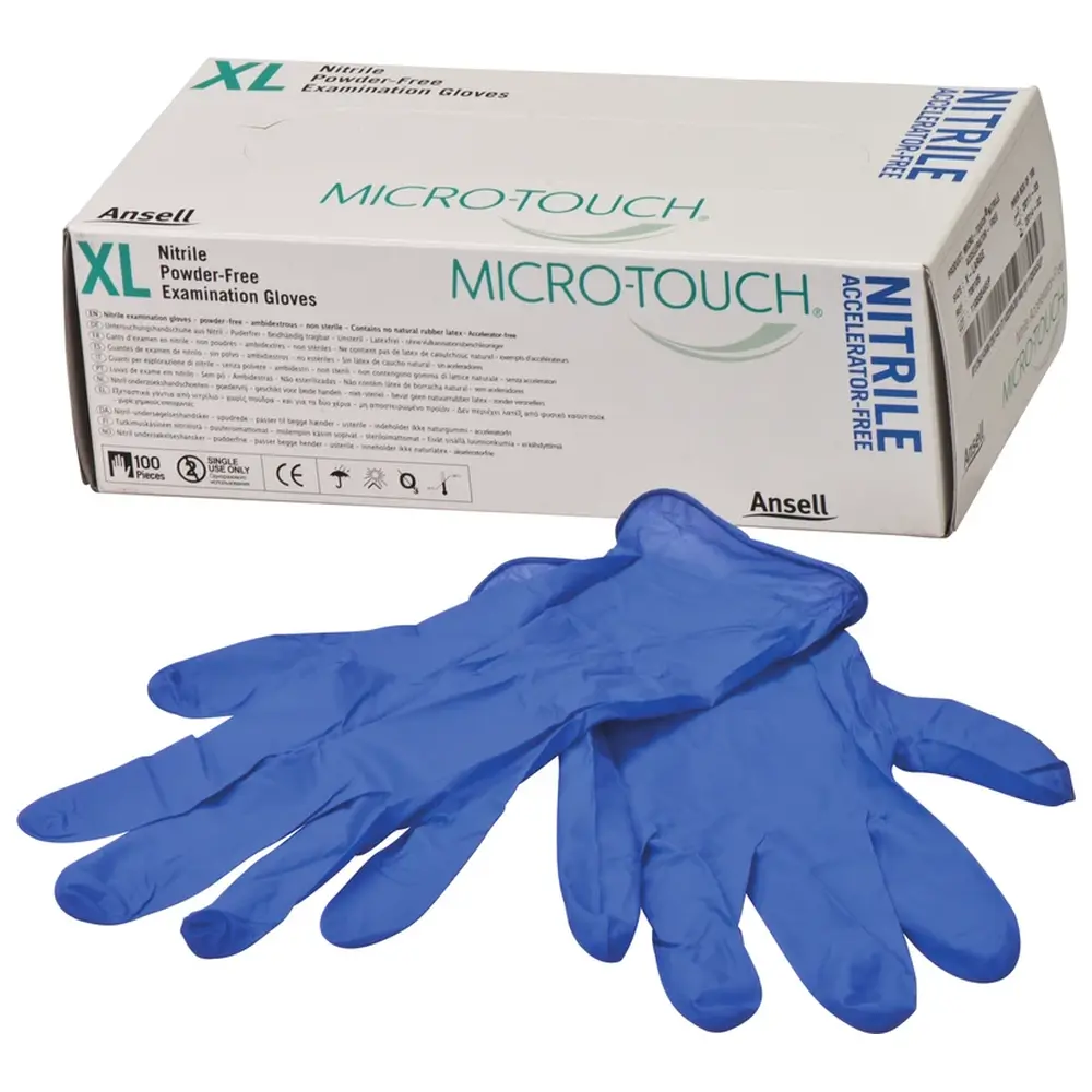 Ansell MICRO-TOUCH® Nitrile Accelerator-Free - Packung 100 Stück puderfrei, blau, XL