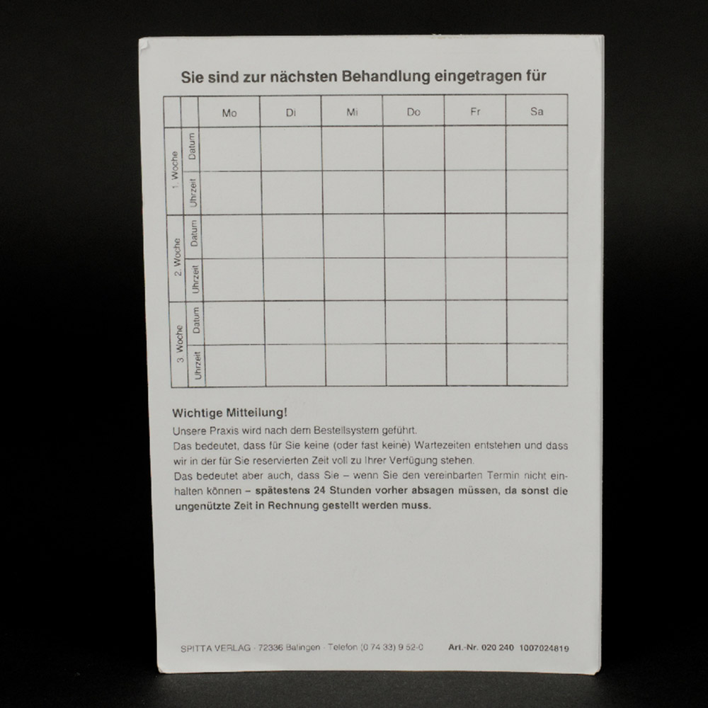Nächste Behandlung A6 100St