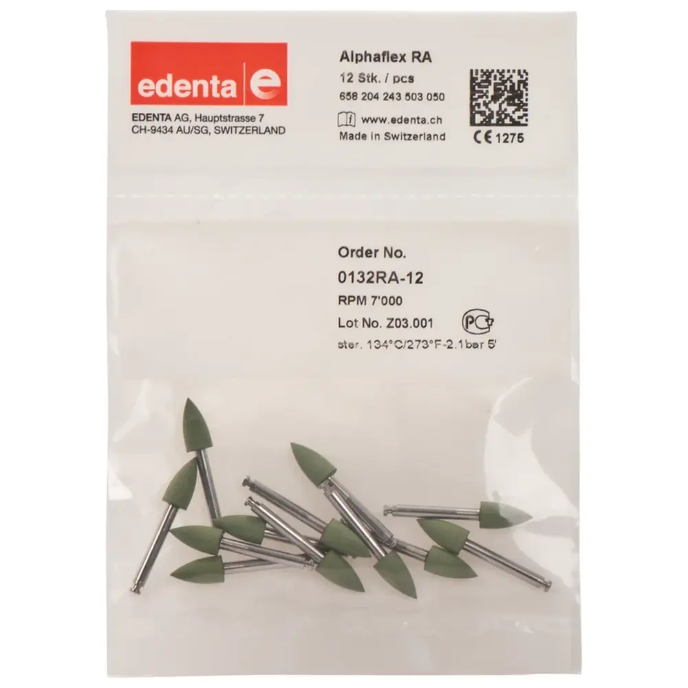 Edenta Alphaflex - Packung 12 Stück grün, RA, Figur 243, 6 mm, ISO 050