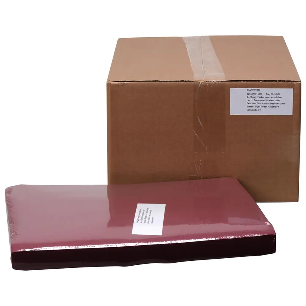 Akzenta Dental Tray-Einlagen - Karton 5 x 250 Stück 28 x 36 cm, weinrot