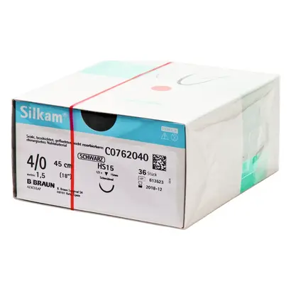 B. Braun Surgical S.A. SILKAM schwarz HS15 4/0 45cm 1,5 Pa 36