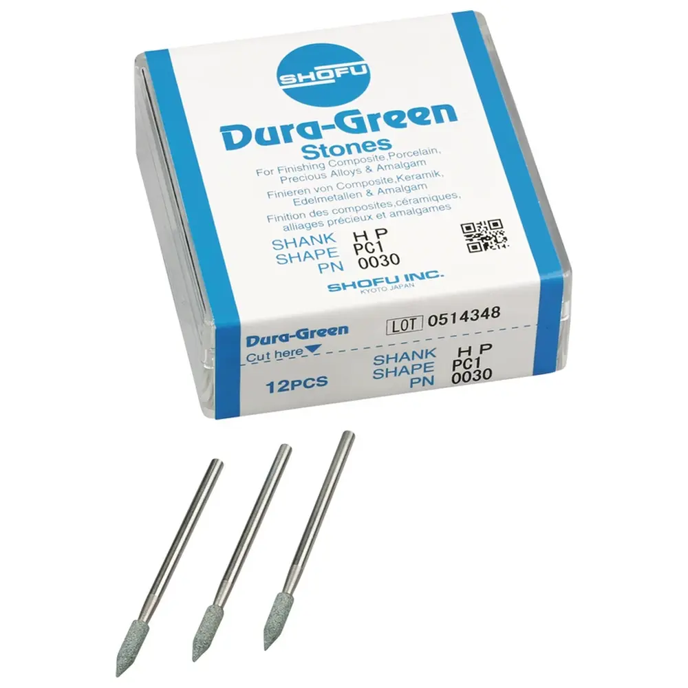 SHOFU Dura-Green-Steine - Packung 12 Stück PC1, HP, ISO 030