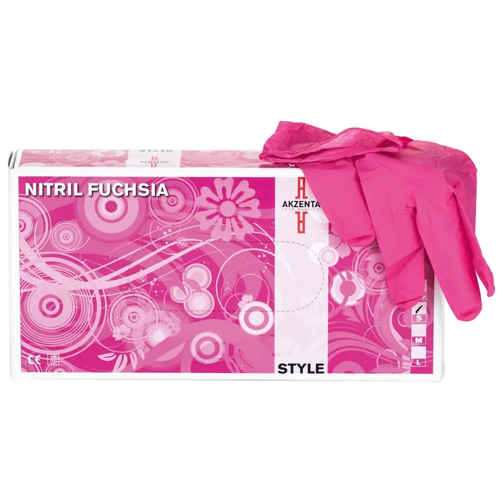 127161_STYLE_SERIES_Nitril__Packung_100_Stueck_puderfrei_fuchsia_S Akzenta STYLE SERIES Nitril - Packung 100 Stück puderfrei, fuchsia, S