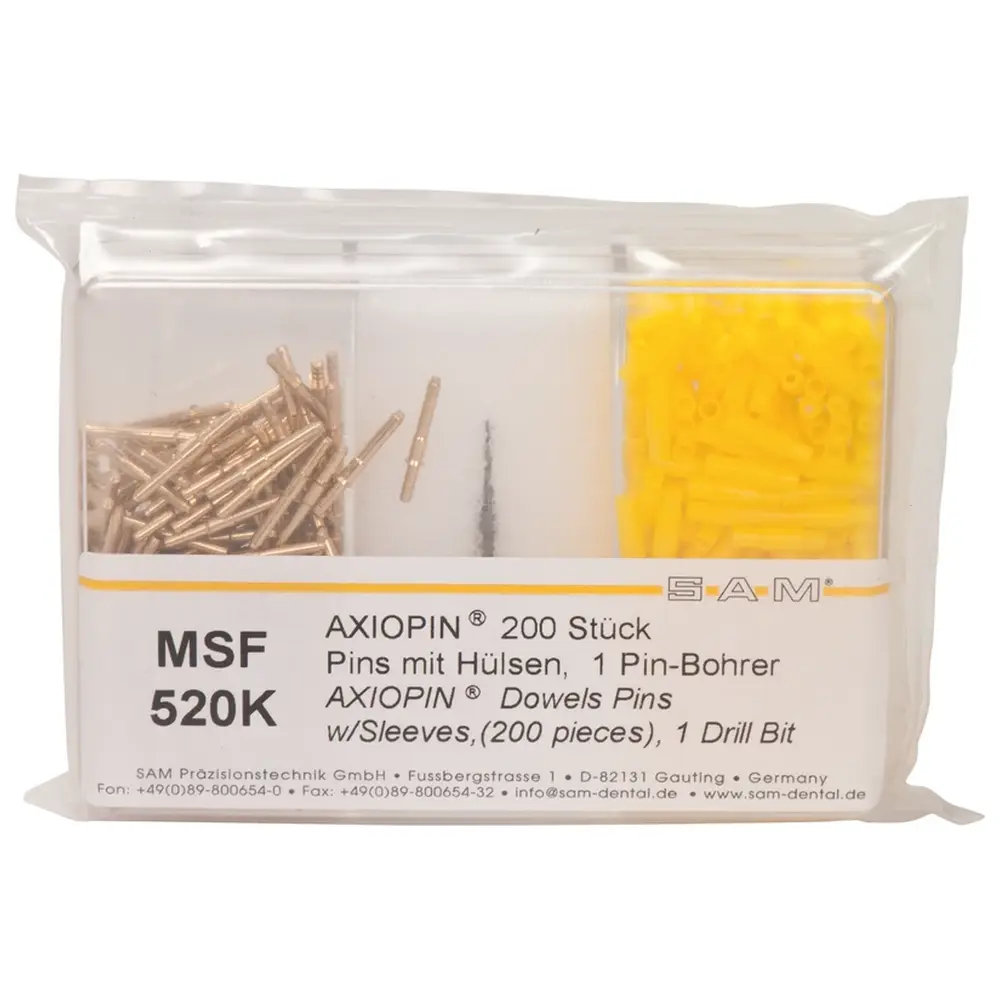 SAM® PIN SYSTEM AXIOPIN® - Starter Kit 200 Pins, 200 Hülsen, 1 Bohrer 1,6 mm