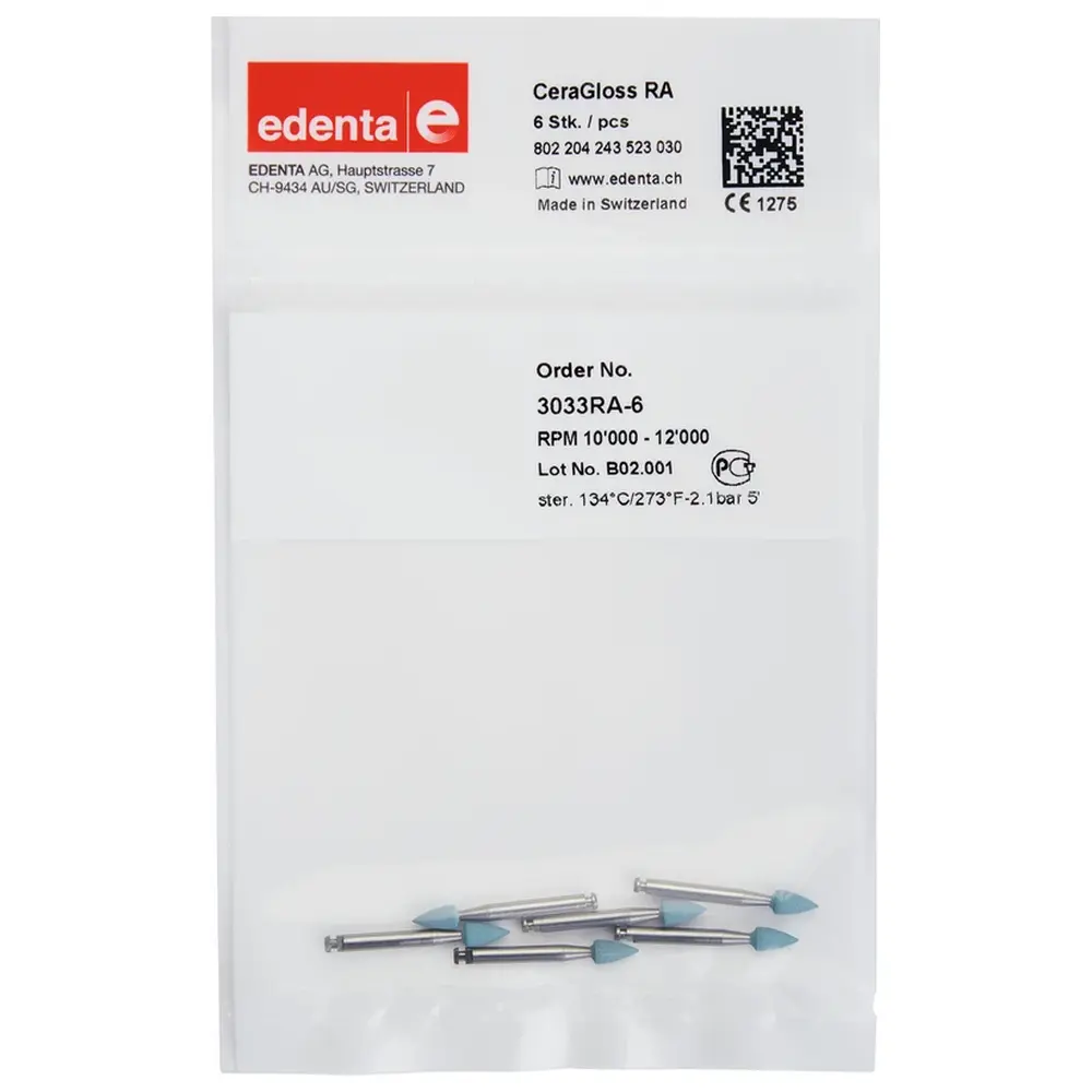 Edenta CeraGloss - Packung 6 Stück blau, RA, Figur 243, 6 mm, ISO 030