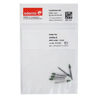 Edenta CeraGloss - Packung 6 Stück grün, RA, Figur 243, 6 mm, ISO 030