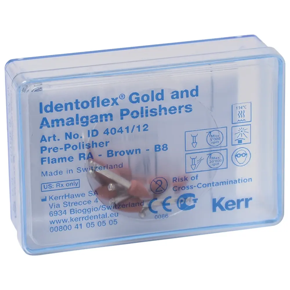 Kerr Identoflex™ Gold/Amalgam/Edelmetall - Packung 12 Stück braun, RA, Figur Flamme, 10,2 mm, Ø 5 mm