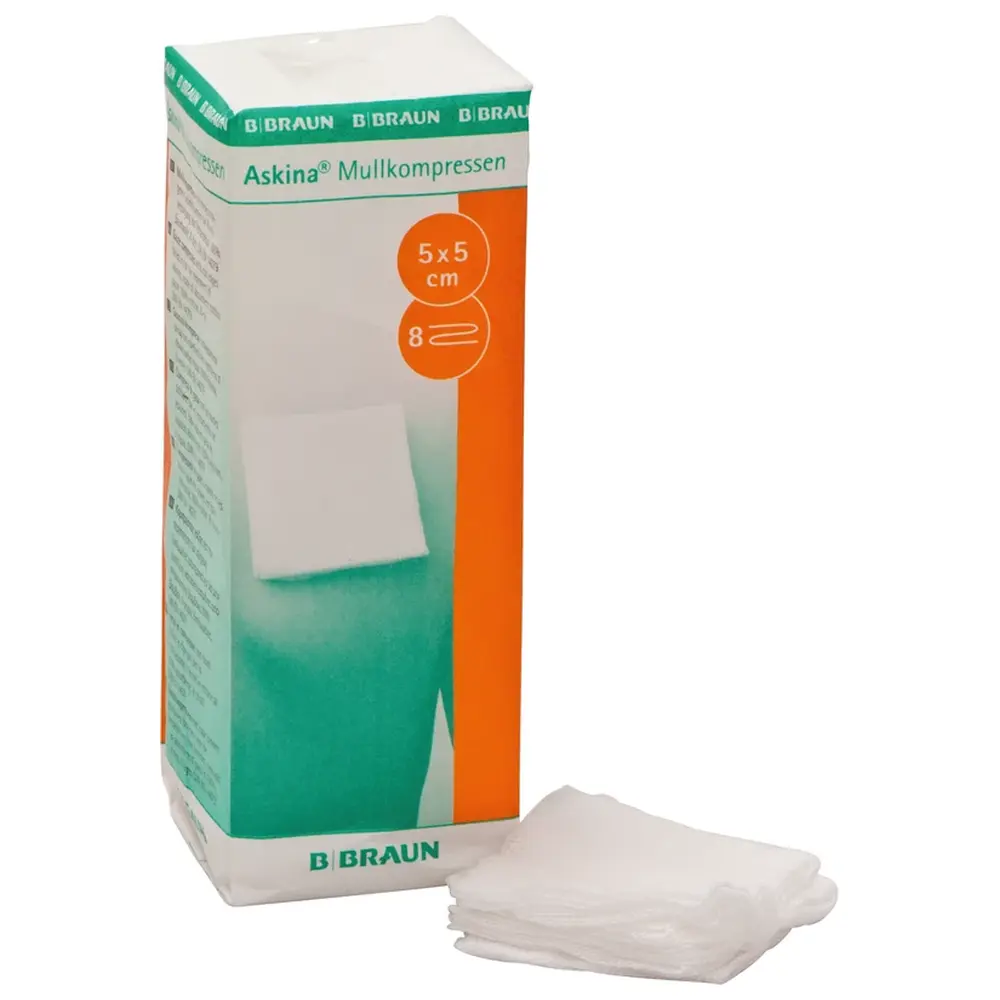 74056_Askina_Mullkompressen__Packung_100_Stueck_5_x_5_cm B. Braun Askina® Mullkompressen - Packung 100 Stück 5 x 5 cm