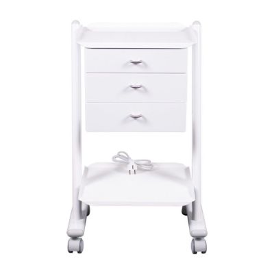 Rollwagen Laborwagen 3-stufig Mit Steckdosen - Weißer Medizinwagen 100kg Tragkraft