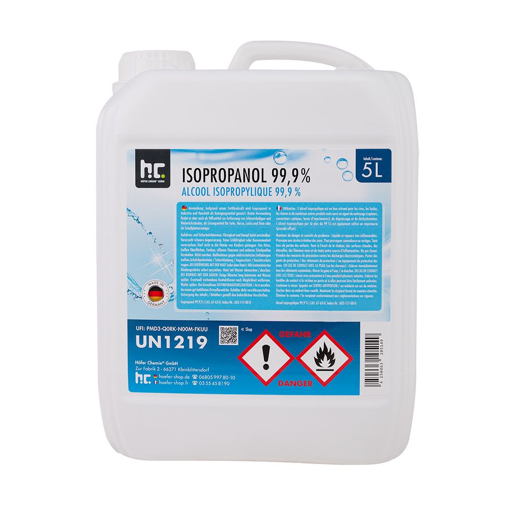 Isopropanol 99,9% | Hochwirksames Lösungsmittel im 5L-Kanister | DentaTec